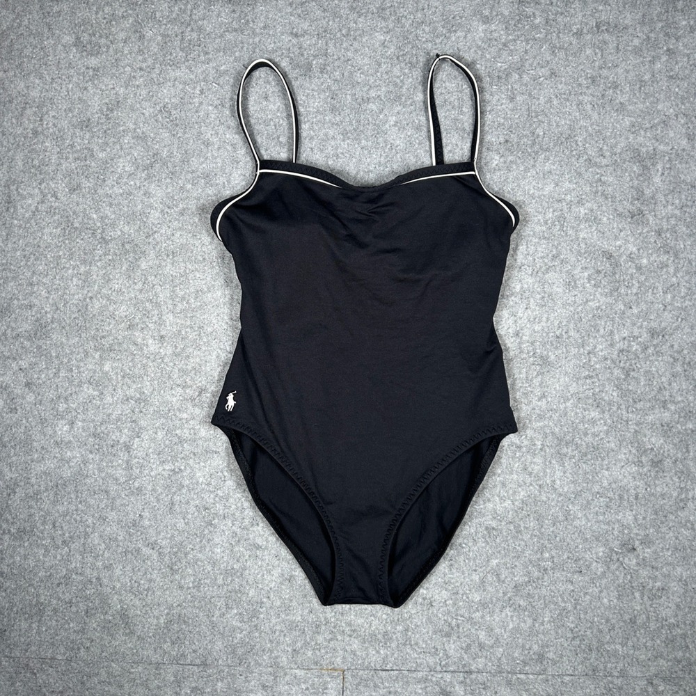 Ralph Lauren swimsuit women 8 Black one piece swimwear vintage classic chic